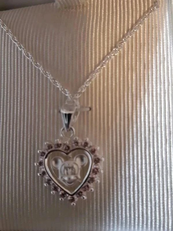 Prachtige ketting + hanger minnie + strass in hart disney disneyland paris – photo 2